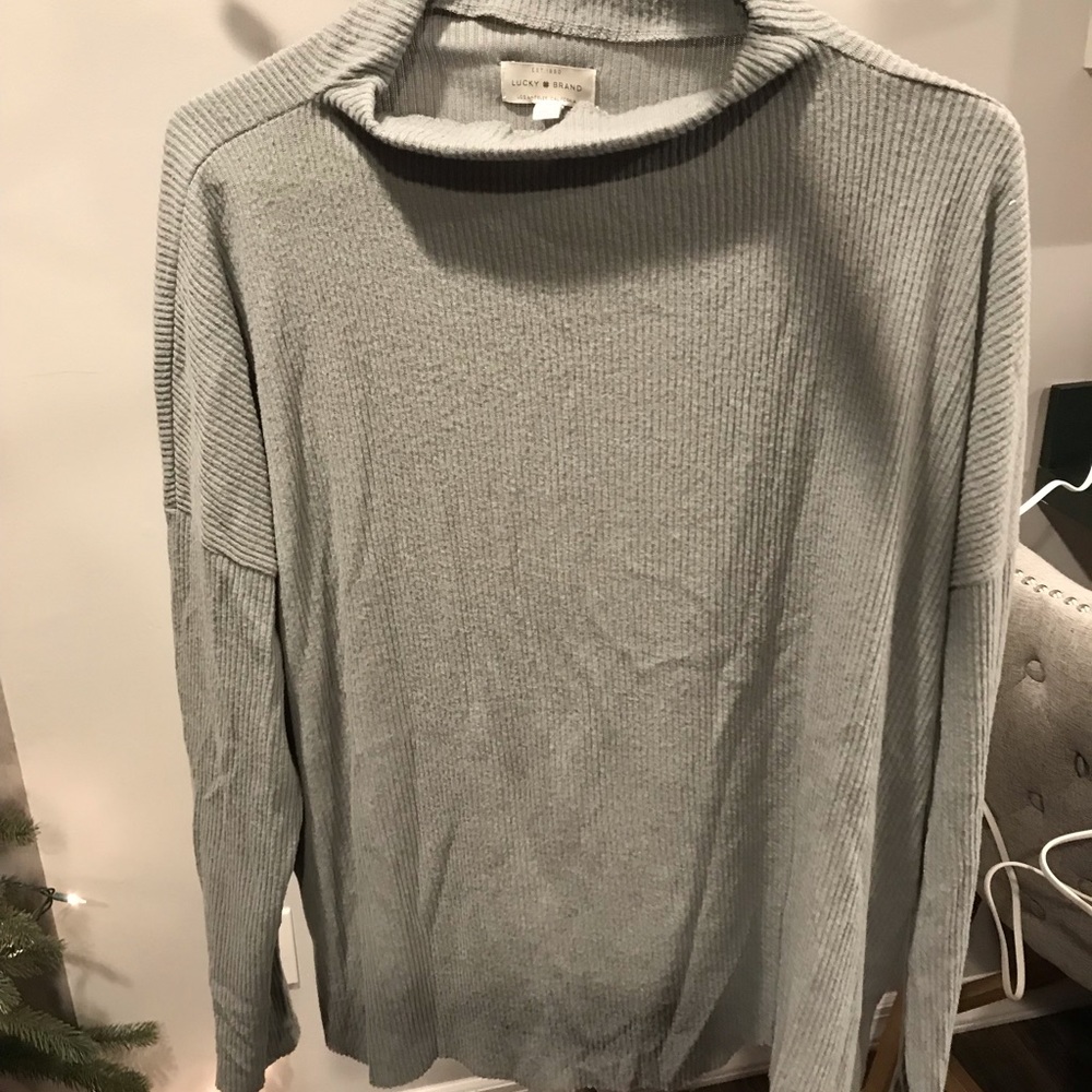Grey/green low turtleneck sweater XL